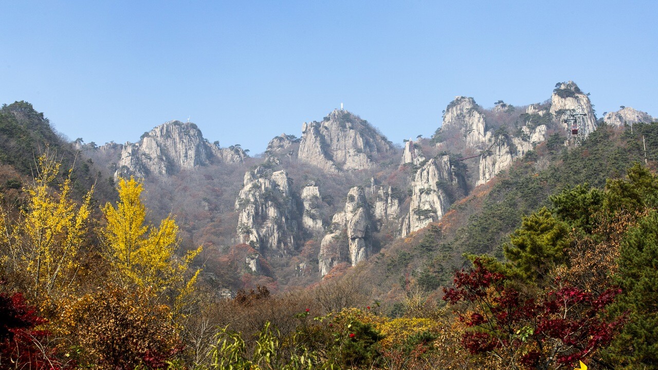 대둔산의 능선과 가을 숲